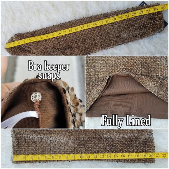 Sequin Cocktail Dress Leslie Fay Plus Size 14 Brown Velvet Metallic Evening NWT - Picture 6 of 9